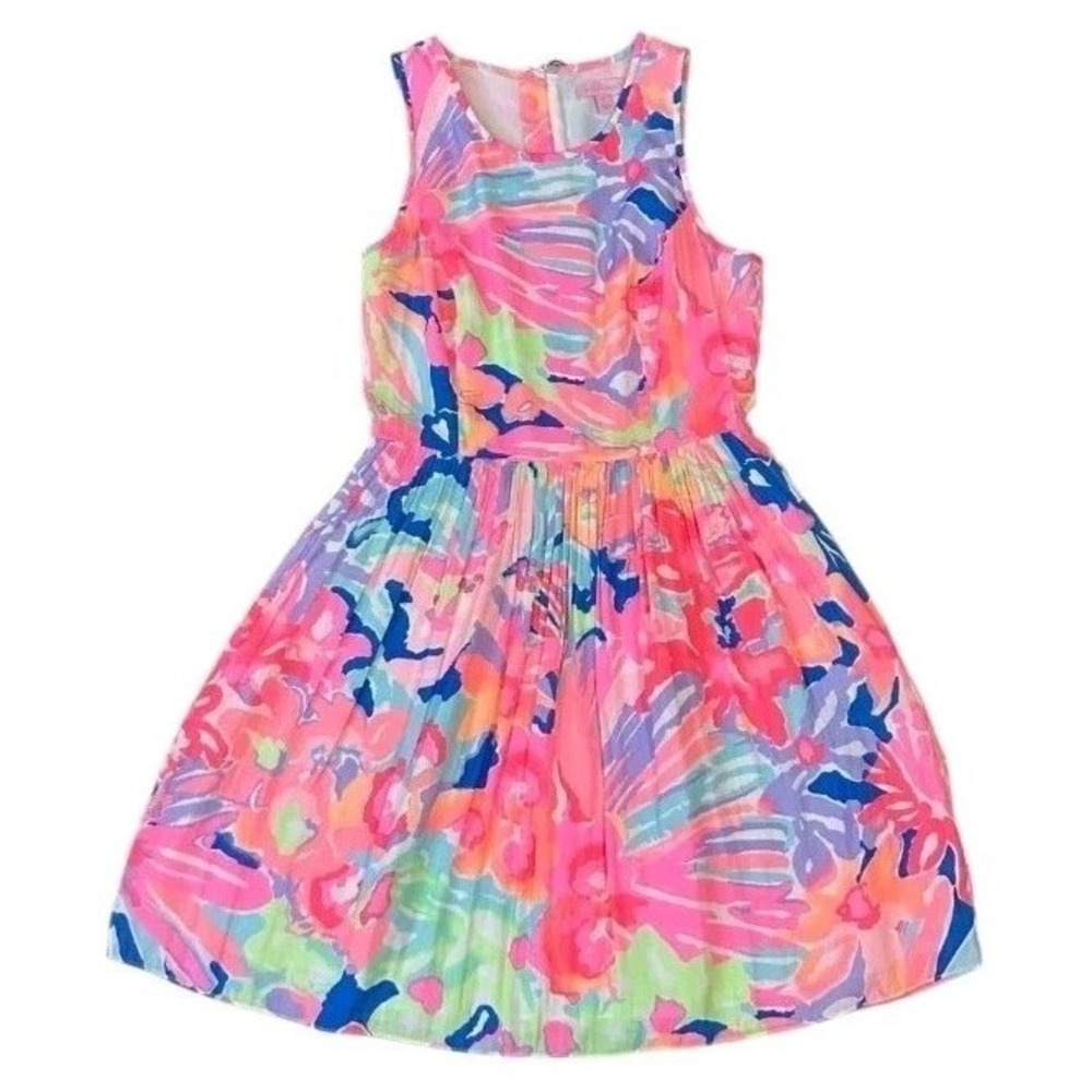 Lilly Pulitzer SZ 0 Kassia Dress Playa Hermosa‎ Pink  flare retail $178 #133